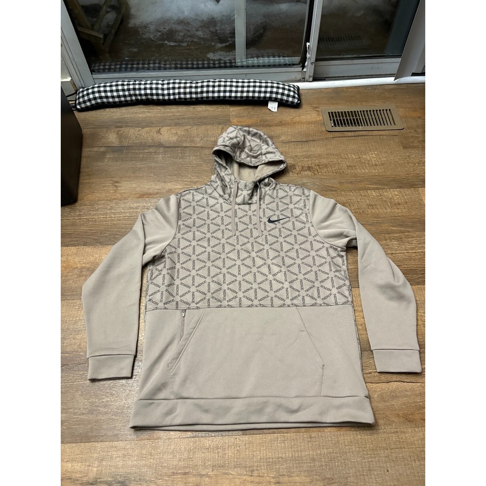 Nike Therma Taupe All Over Print Fleece Hoodie DD1760-087 Men's Large